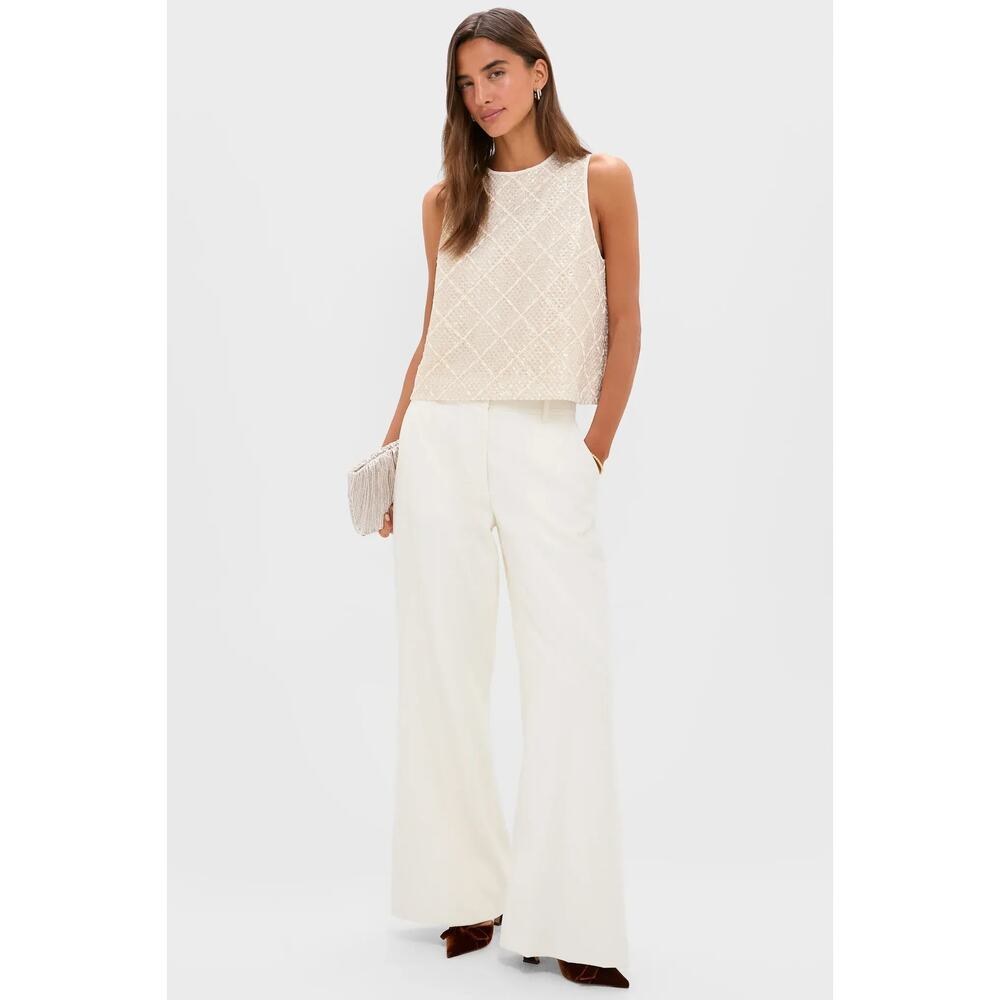 Tuckernuck Sequin Keating Top Womens XS Sleeveless Ivory Blouse Evening Tank